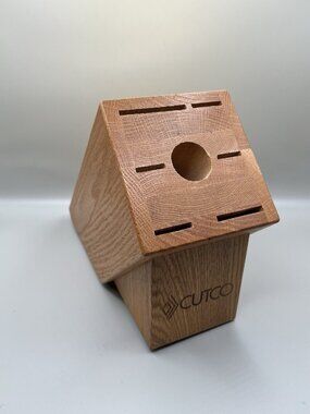 Vintage CUTCO Solid Oak Wood Knife Block Countertop 7 Slot USA Kitchen